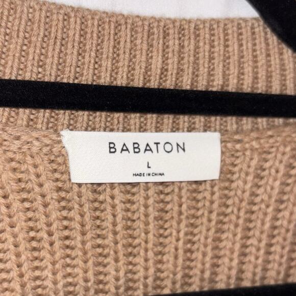 ARITZIA Babaton Roger Sweater In Heather Gold Camel V-neck MSRP $168 LARGE. NEW - Picture 5 of 11